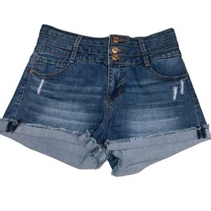 VANILLA STAR Juniors Denim High waisted Women's Distressed Shorts Size 9‎